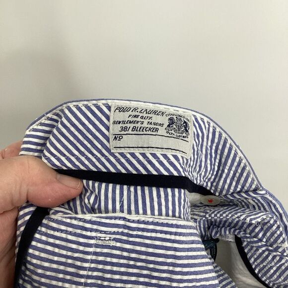 Mens Ralph Lauren Seersucker Blue/white Suffield Fit shorts 381 Bleeker - Picture 6 of 11